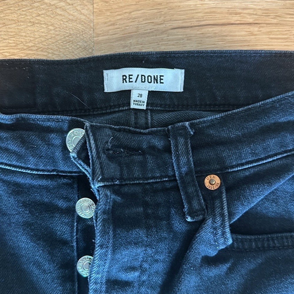 Redone Black Raw Hem Jeans